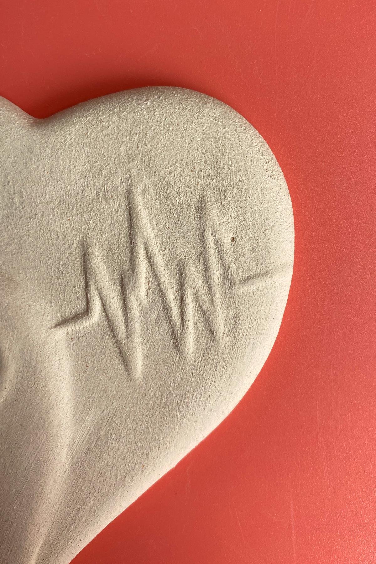 Twin Hearts Ceramic Bisque