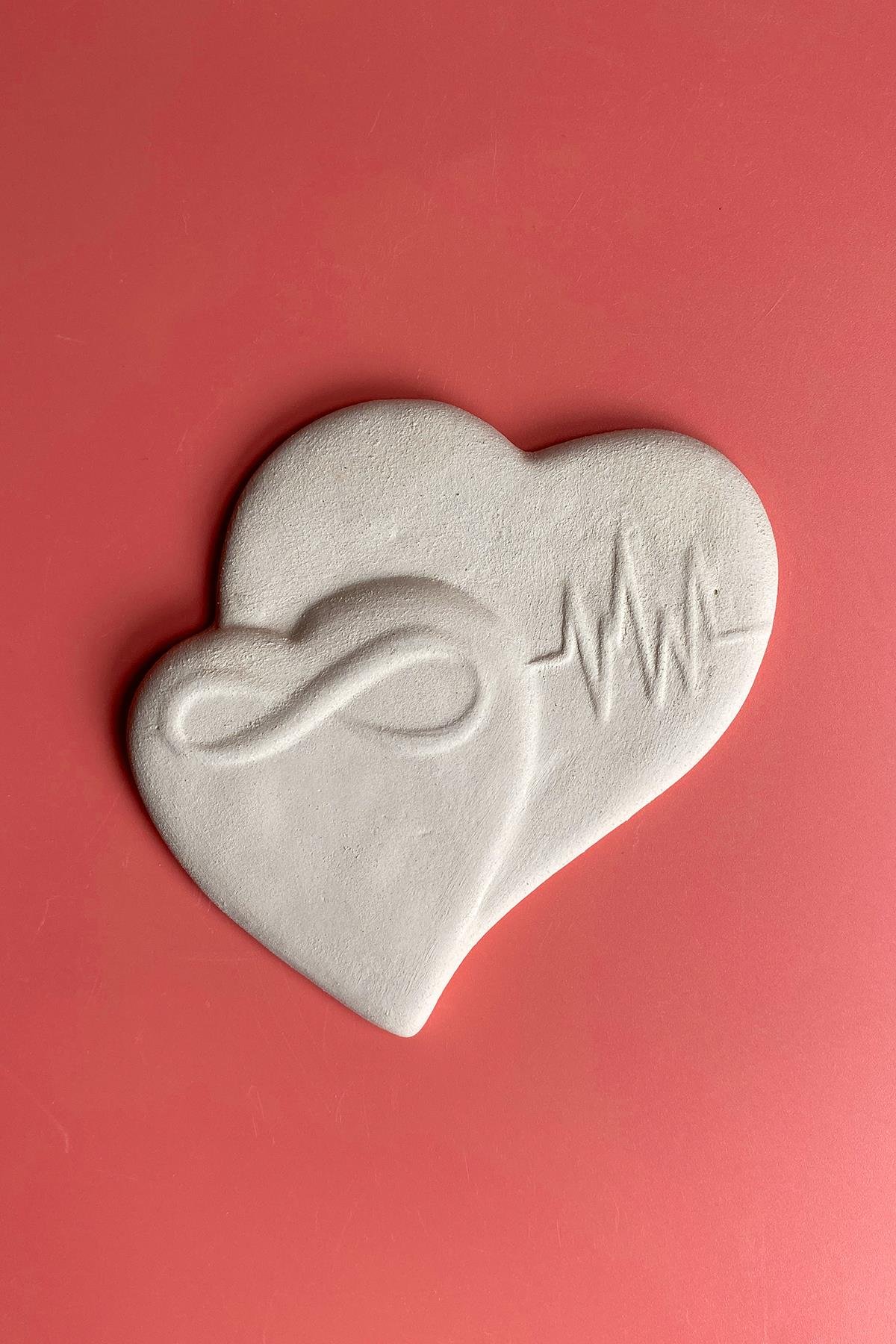 Twin Hearts Ceramic Bisque