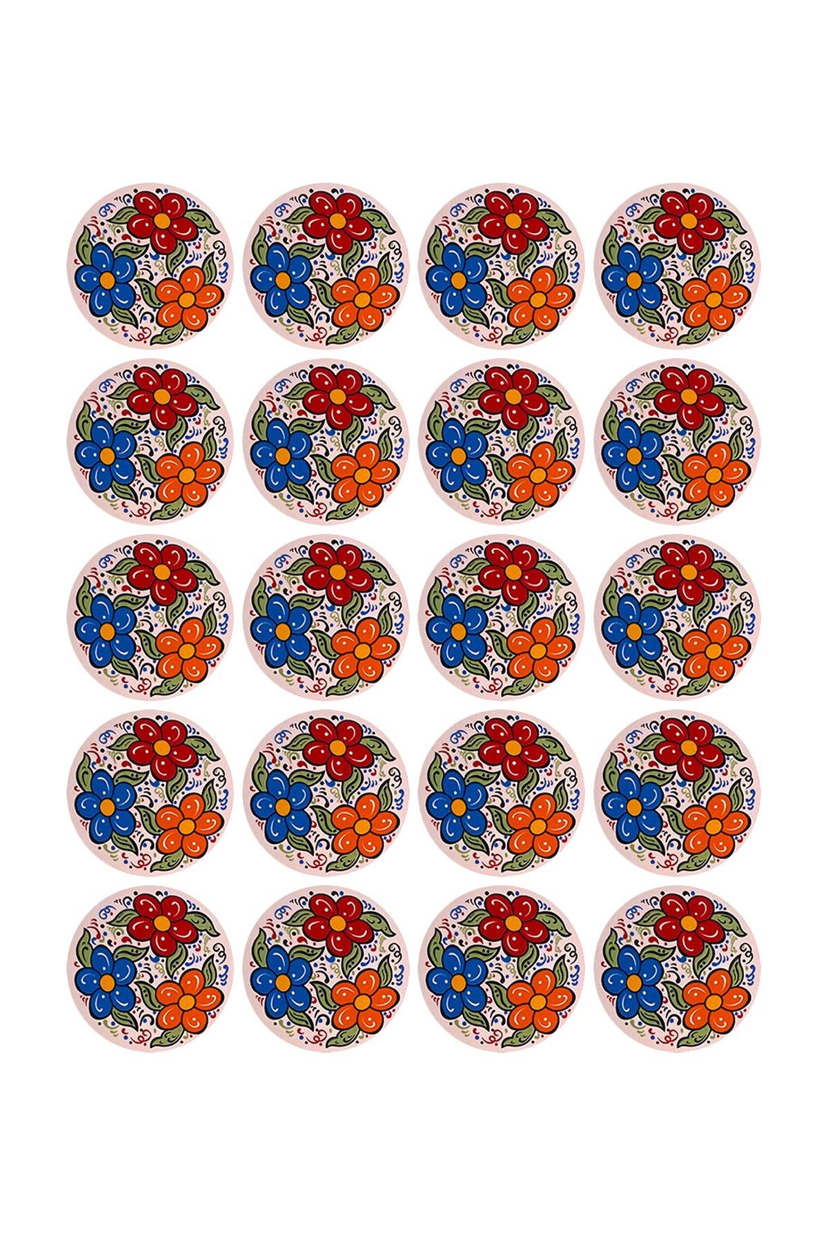 E196-1 Çini Desenli Sır Altı Dekal 6 cm