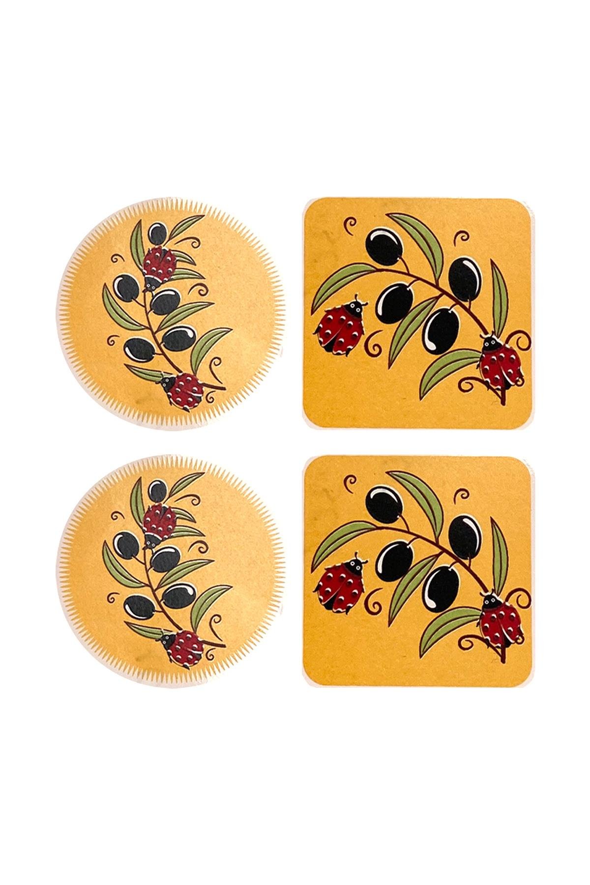 E306-5 Uğur Böceği Desenli Sır Altı Dekal 7x7 cm