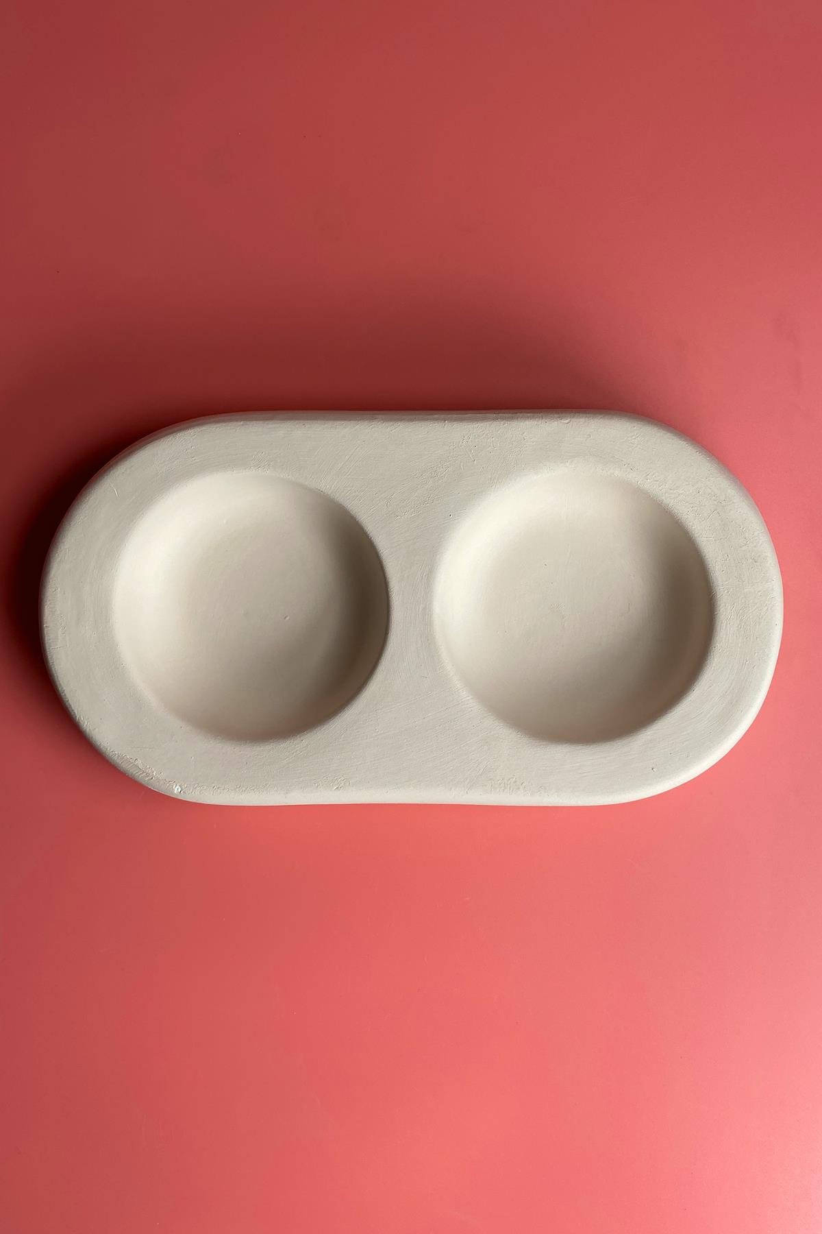 Double Food Container Ceramic Bisque