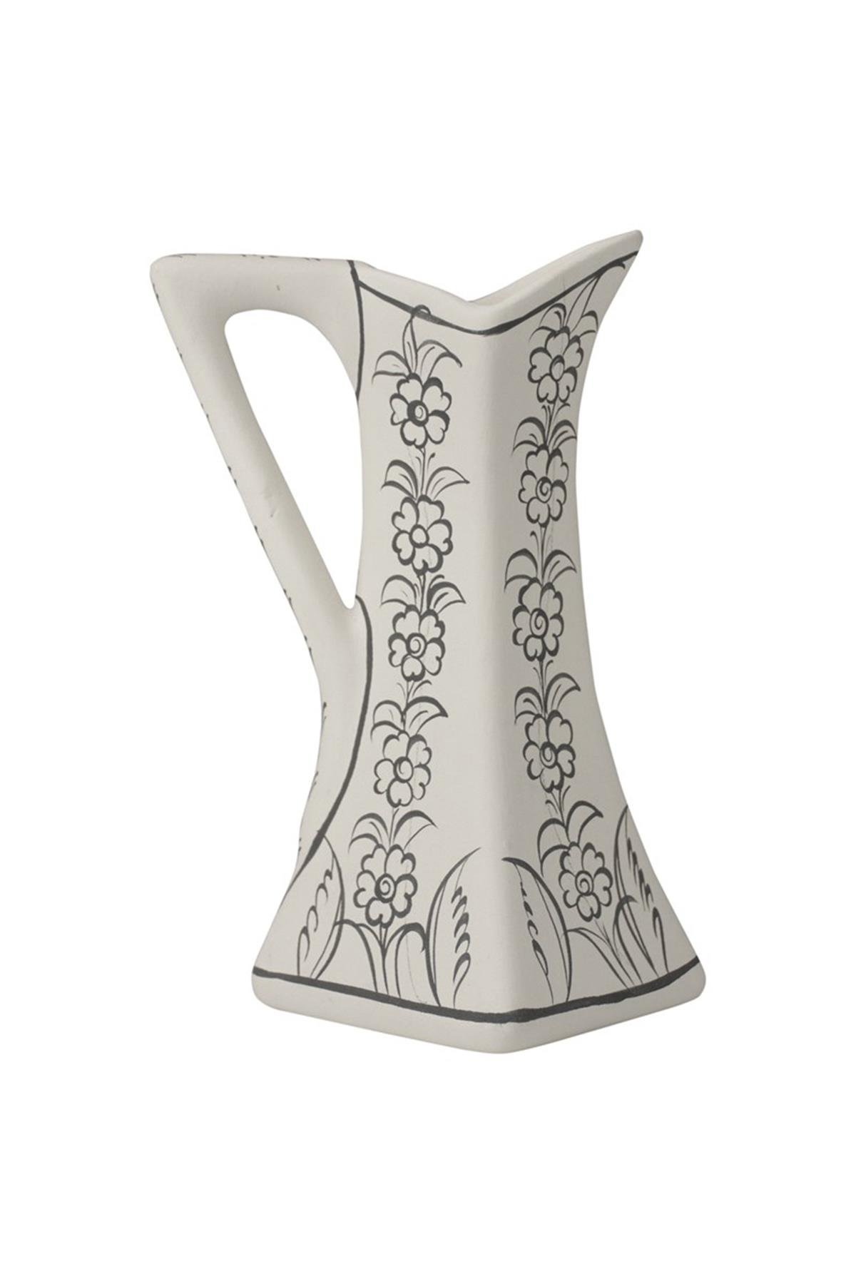 Square Jug Ornamented Ceramic Bisque