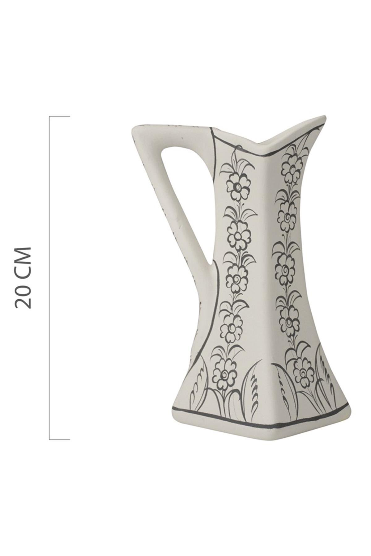Square Jug Ornamented Ceramic Bisque