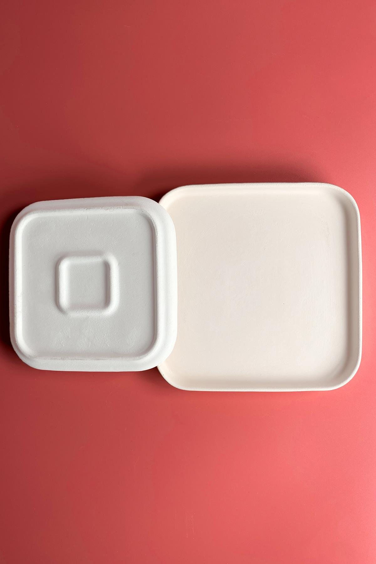 Square Oval Edge Plate - Ceramic Bisque