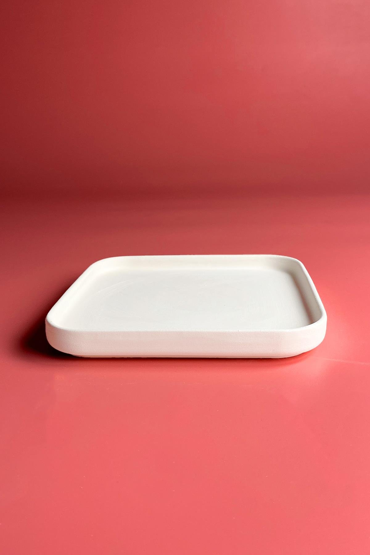 Square Oval Edge Plate - Ceramic Bisque