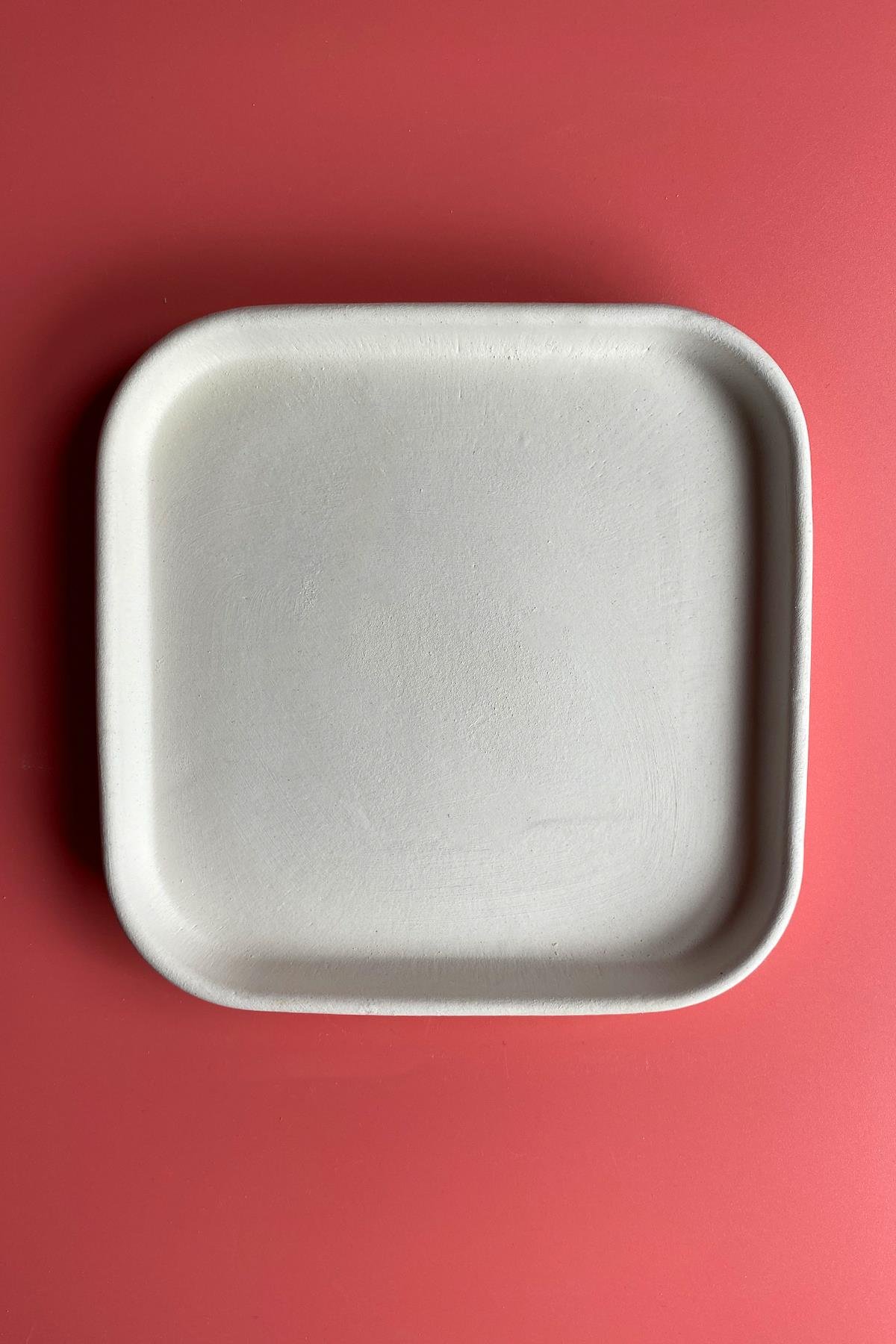 Square Oval Edge Plate - Ceramic Bisque