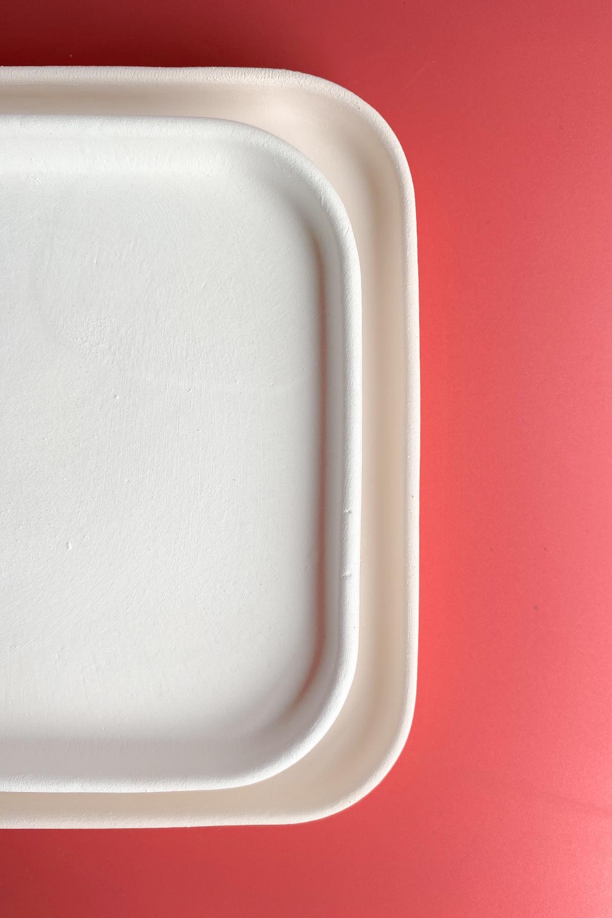 Square Oval Edge Plate - Ceramic Bisque
