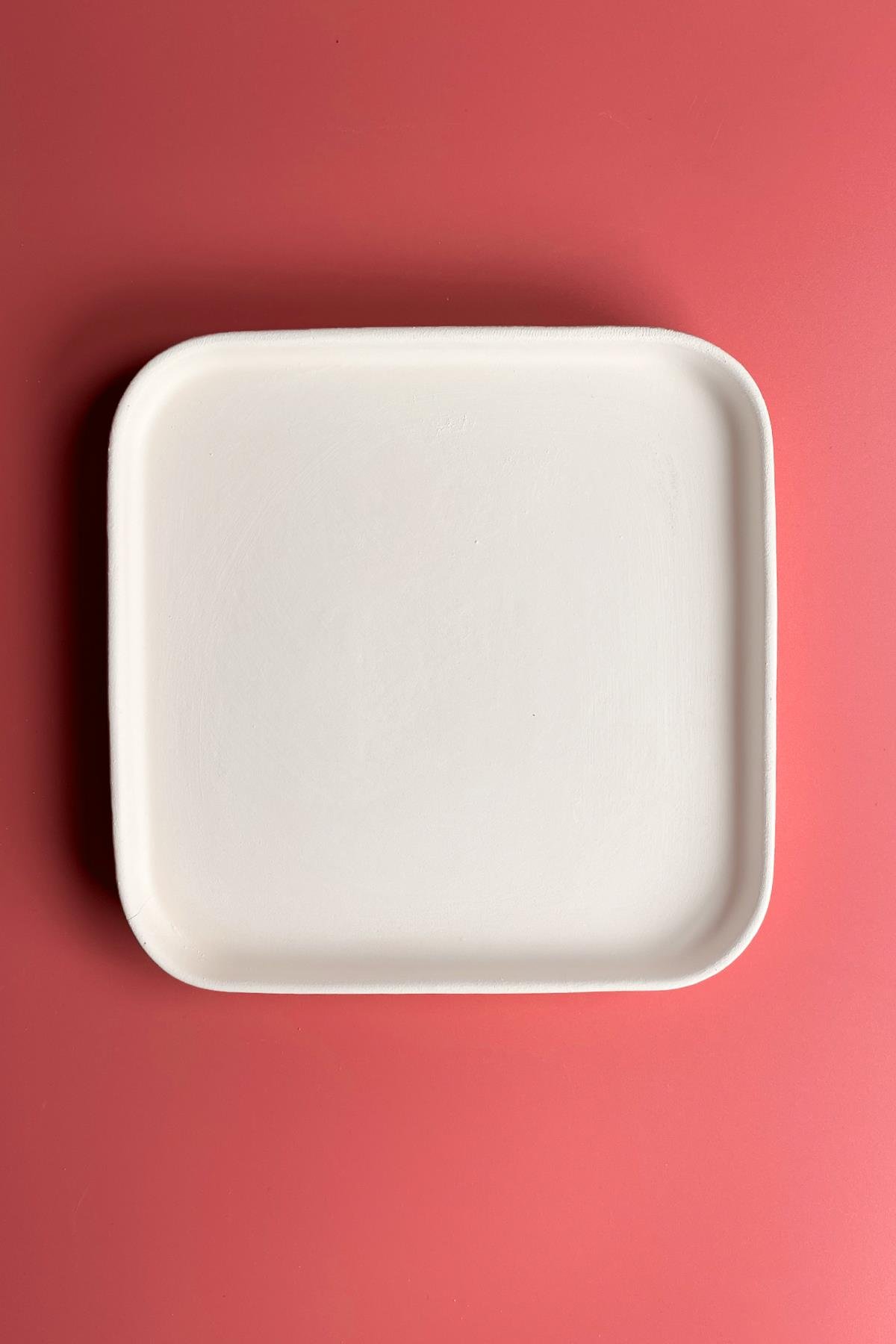 Square Oval Edge Plate - Ceramic Bisque