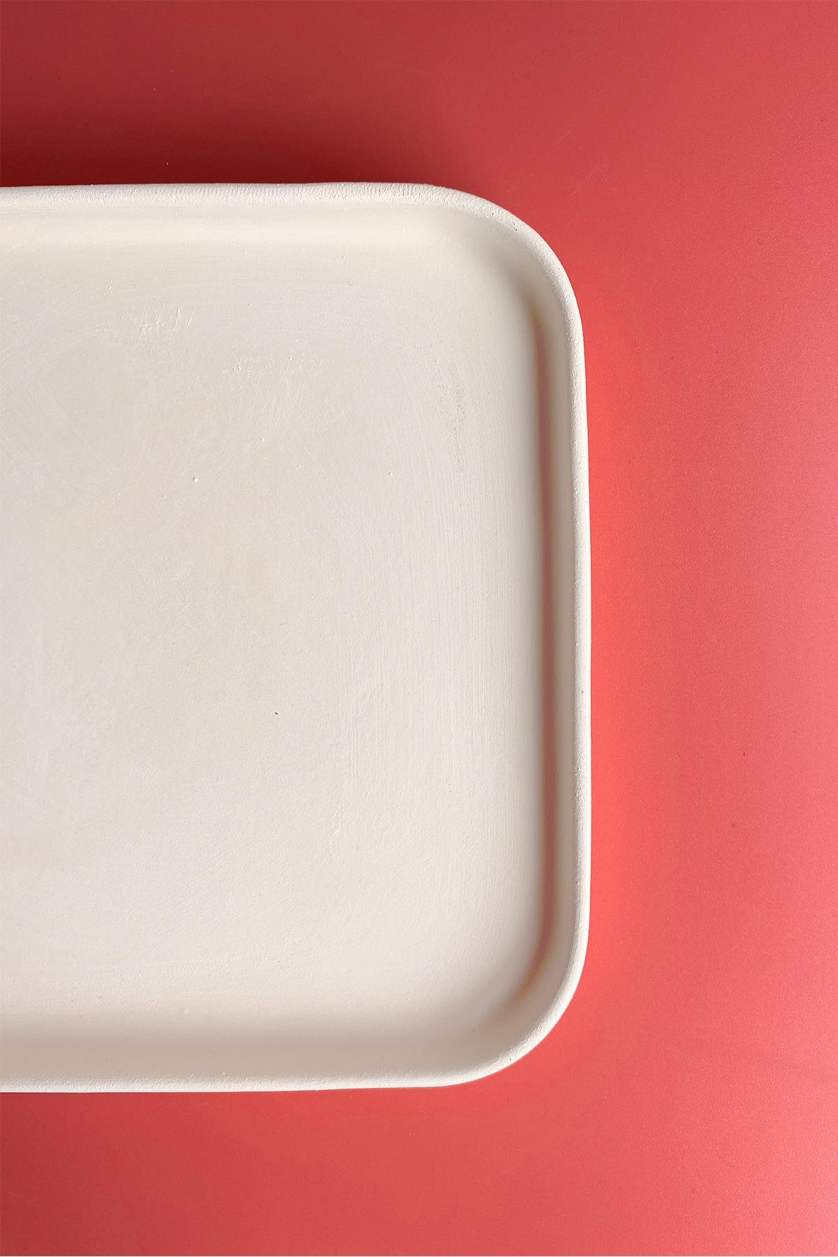Square Oval Edge Plate - Ceramic Bisque