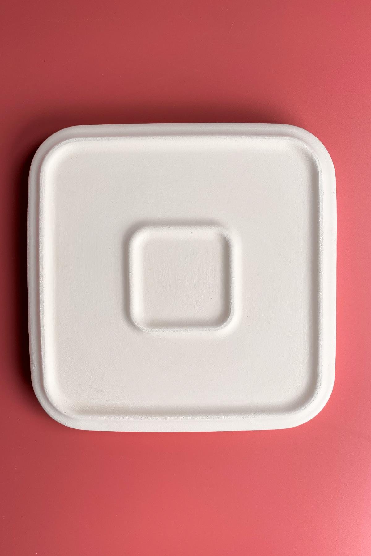 Square Oval Edge Plate - Ceramic Bisque