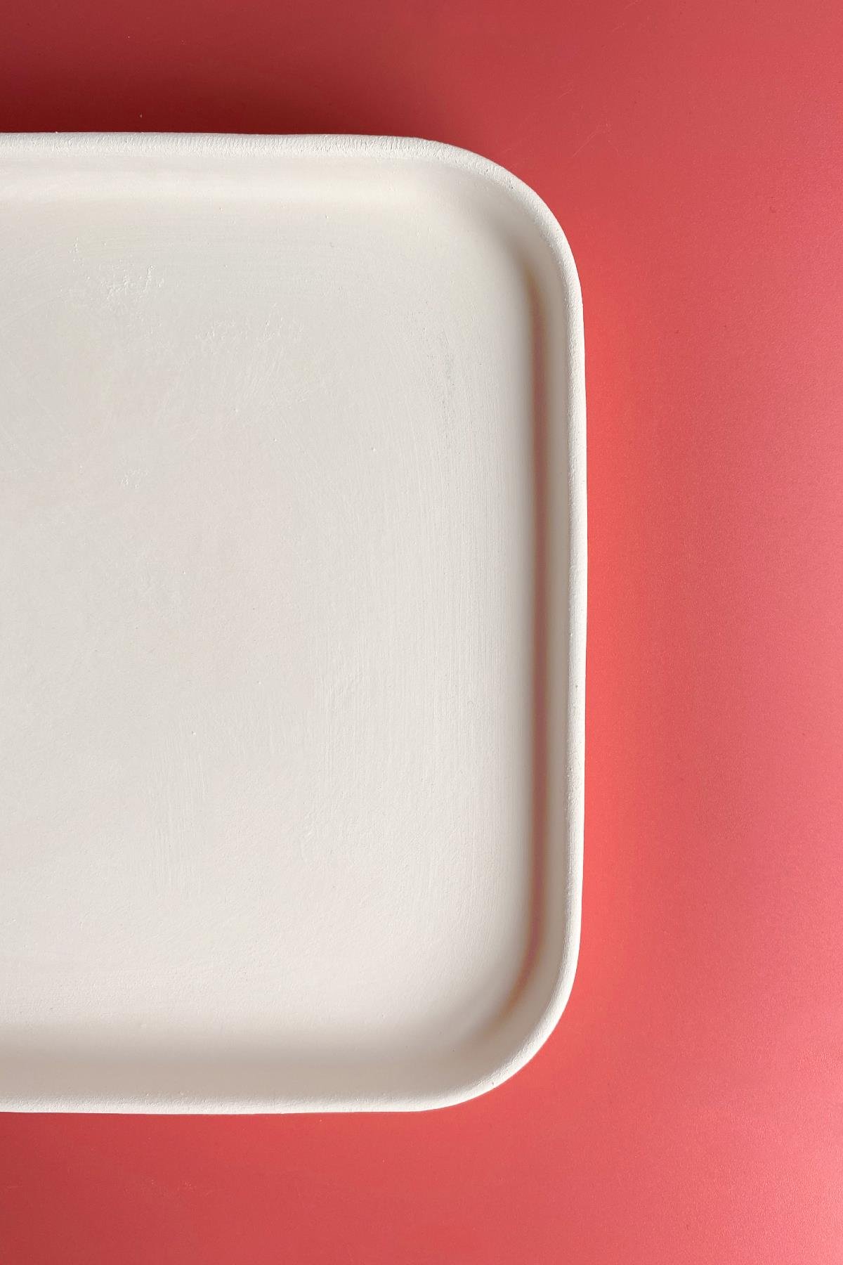 Square Oval Edge Plate - Ceramic Bisque