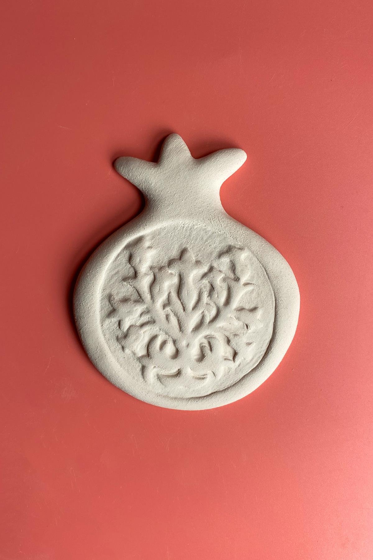 Ornamented Pomegranate Ceramic Bisque