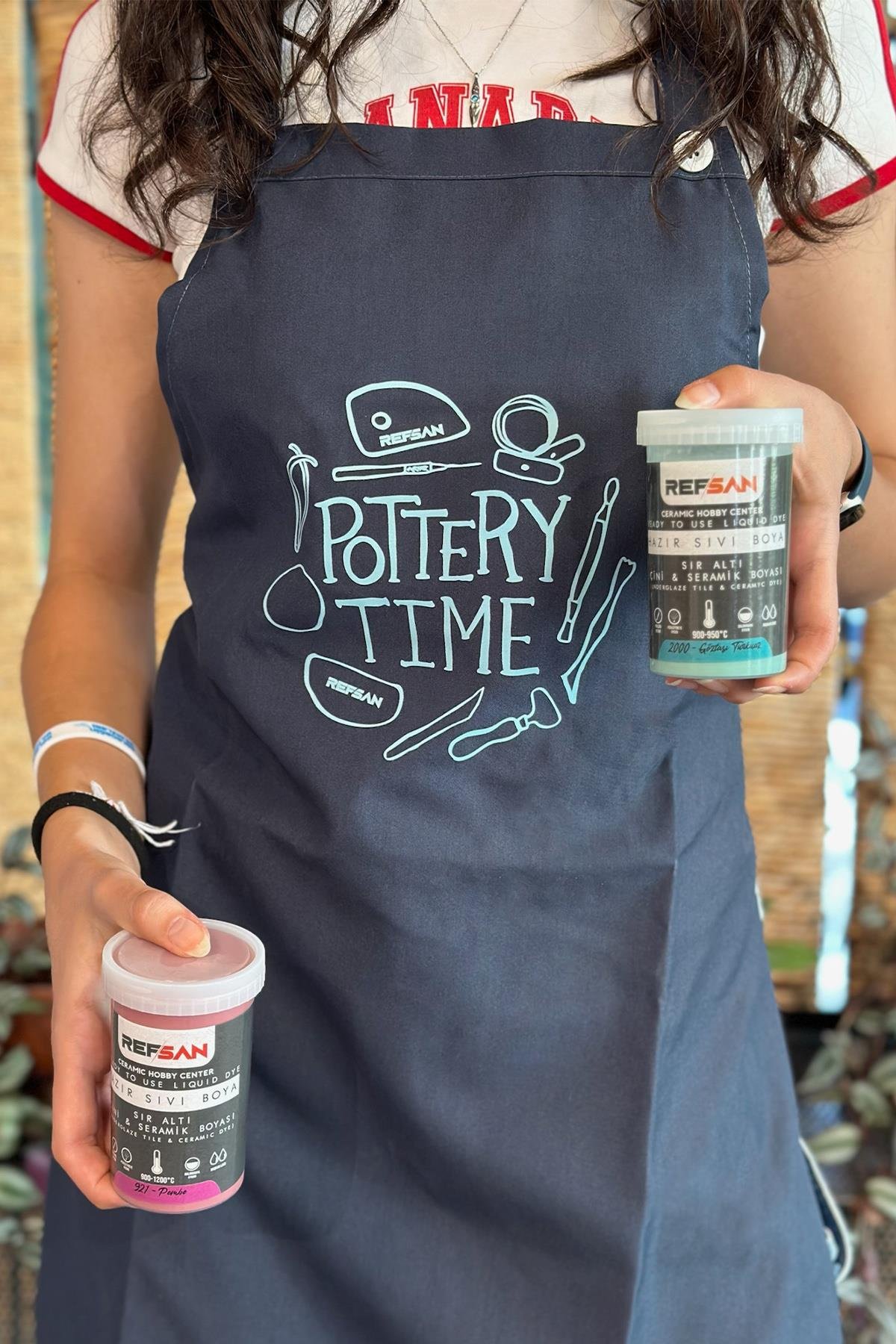 Красочный стильный фартук для мастерской - Pottery Time