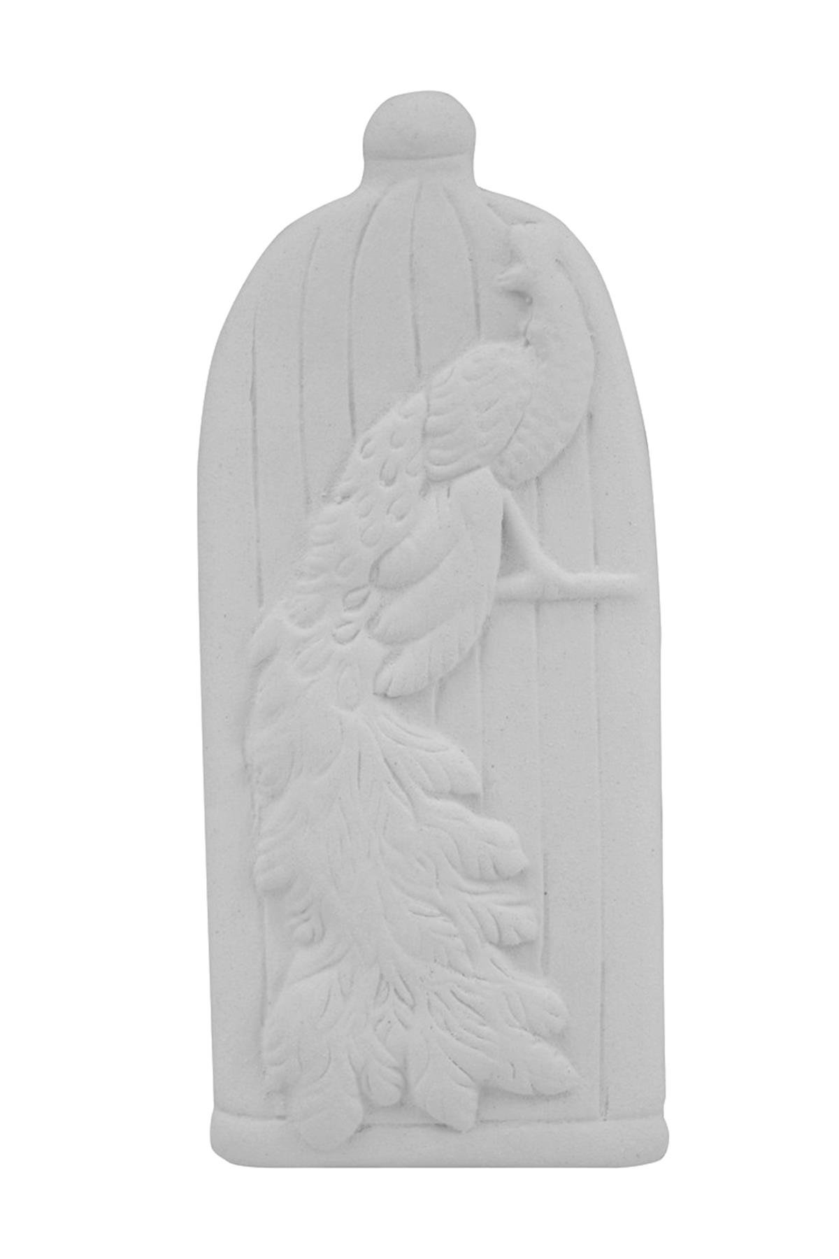  Peacock Plaque M2 Ceramic Bisque