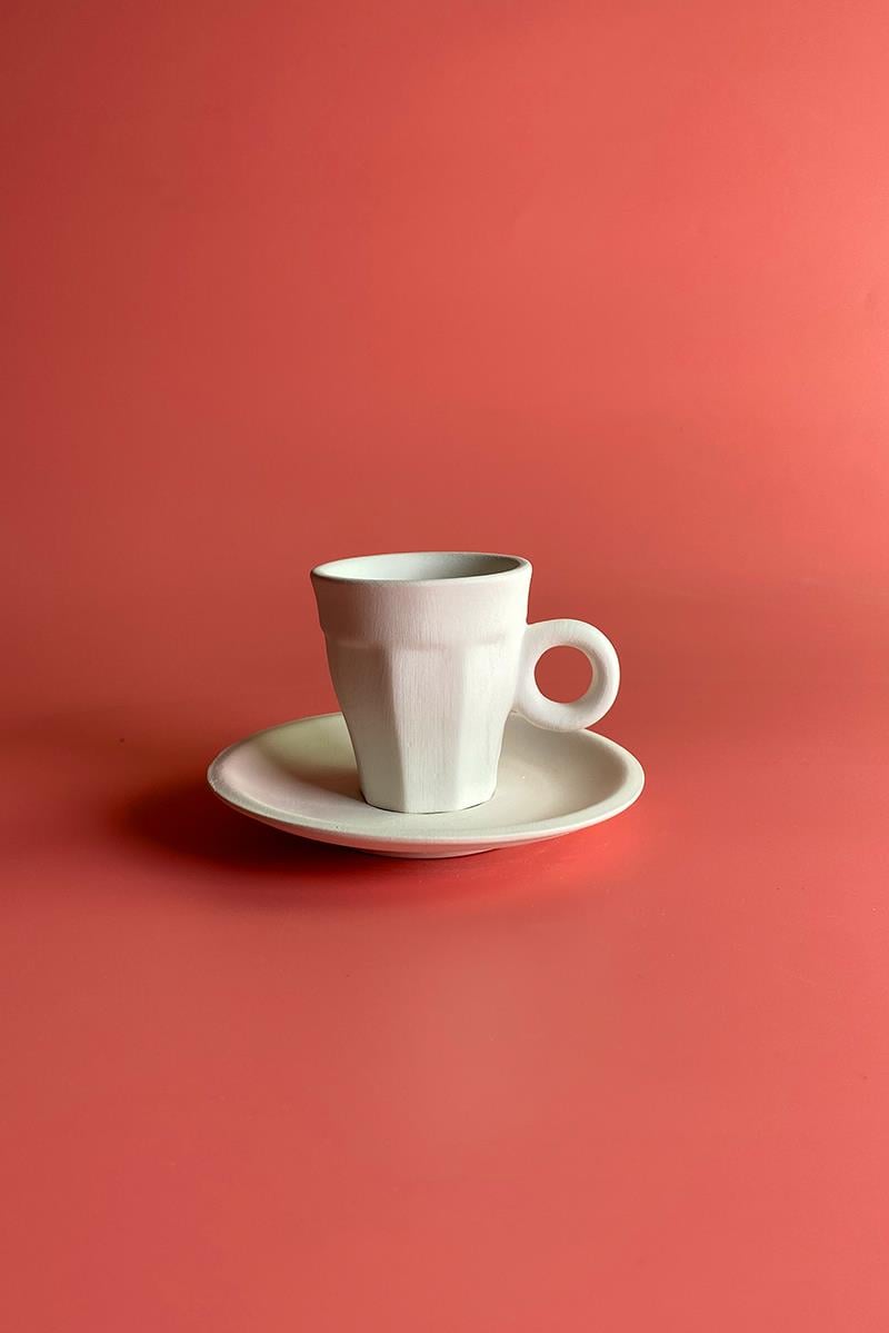 Long-Cornered Cup Ceramic Bisque