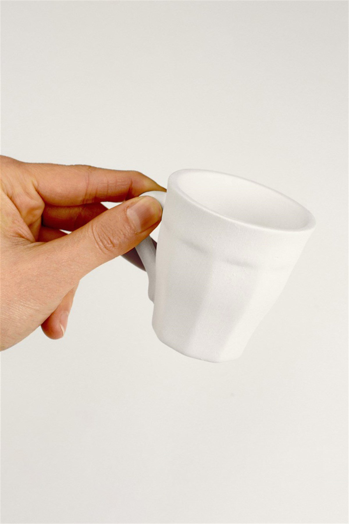 Long-Cornered Cup | Ceramic Bisque