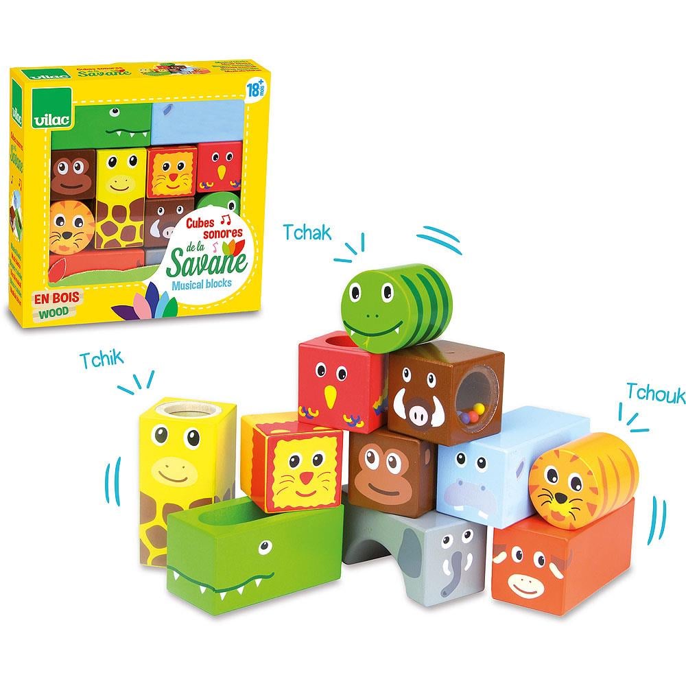 Vilac - Savanna Musical Blocks - Hayvanlar Müzikli Bloklar Ahşap Oyuncaklar