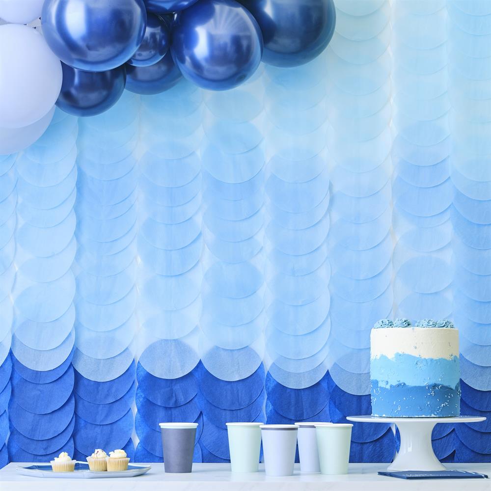 Ginger Ray - Backdrop Tissue Paper Discs Blue Ombre - Mavi Tonlar Arka Fon Asılan Süsler