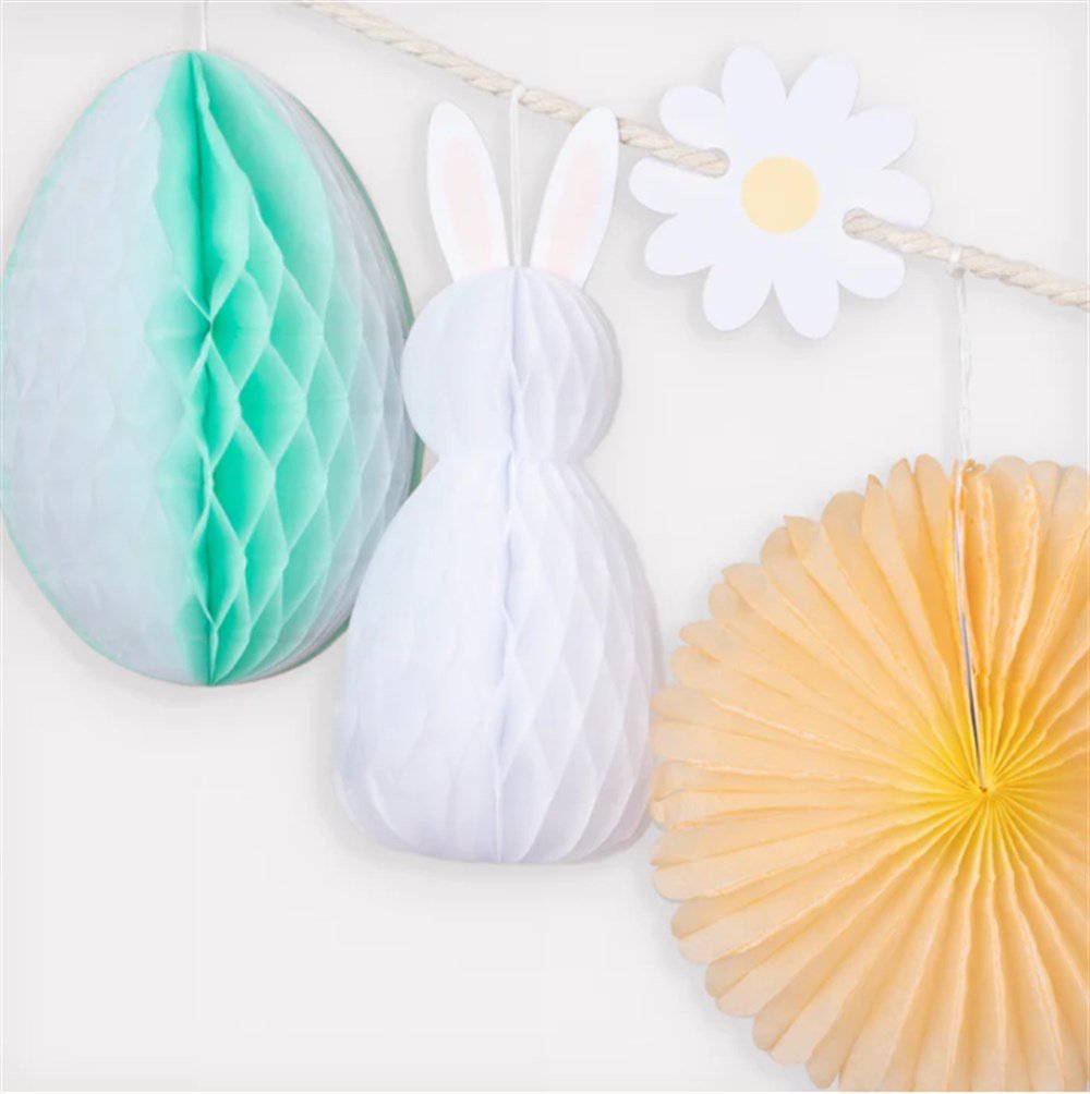 Meri Meri - Honeycomb Easter Bunny Garland - Petekli Paskalya Tavşan Asılan Süs Asılan Süsler
