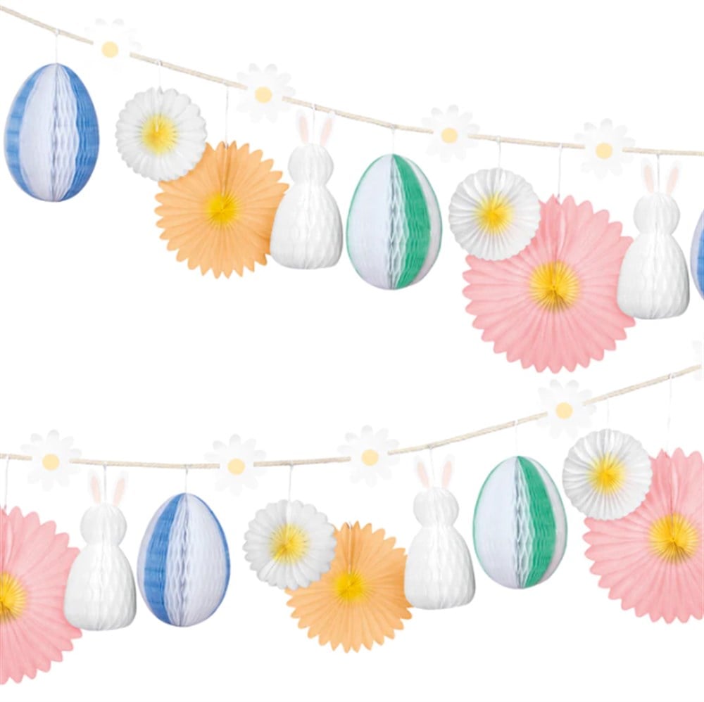 Meri Meri - Honeycomb Easter Bunny Garland - Petekli Paskalya Tavşan Asılan Süs Asılan Süsler