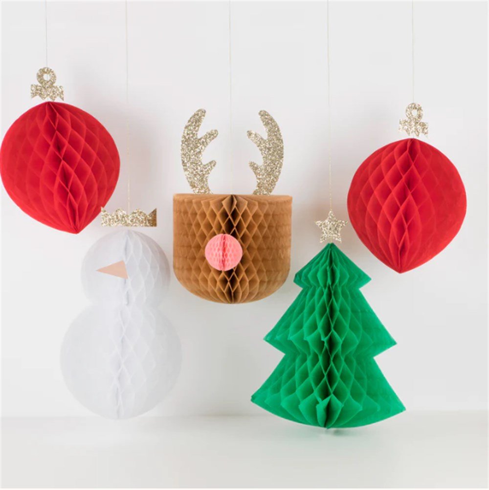 Meri Meri - Large Hanging Honeycombs Decorations - Büyük Asılan Petekli Dekorlar - 5li Asılan Süsler