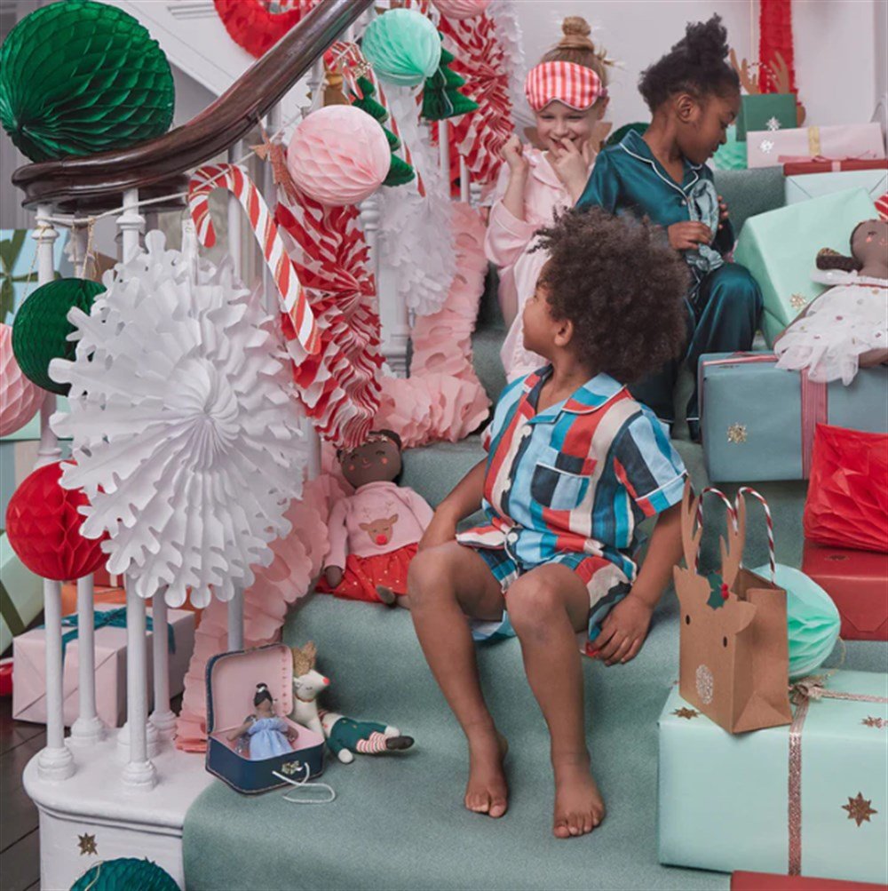 Meri Meri - Xmas Honeycomb Garland - Yeni Yıl Petekli Asılan Süs Asılan Süsler