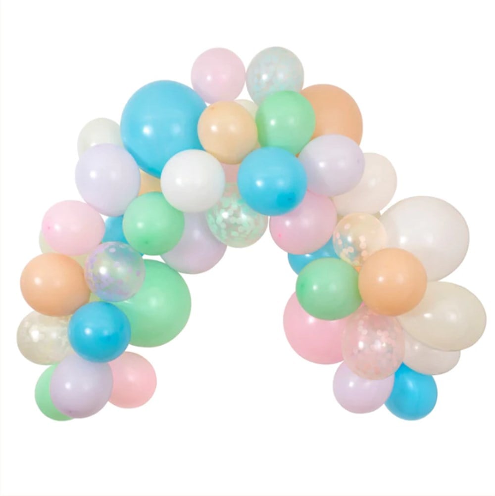 Meri Meri - Pastel Balloon & Streamer Garland - Pastel Balonlar & Renkli Şeritler - 50 balon Balonlar