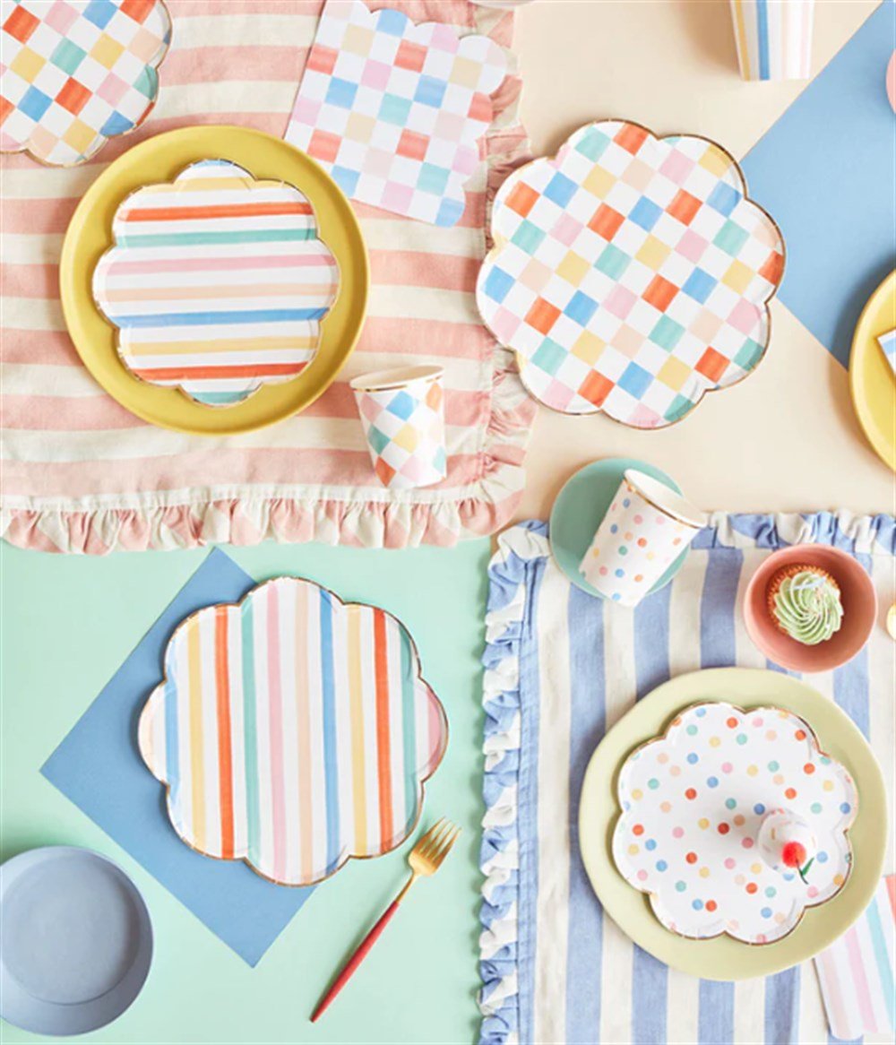 Meri Meri - Colourful Pattern Cups - Renkli Desenler Bardaklar - 8'li Bardaklar
