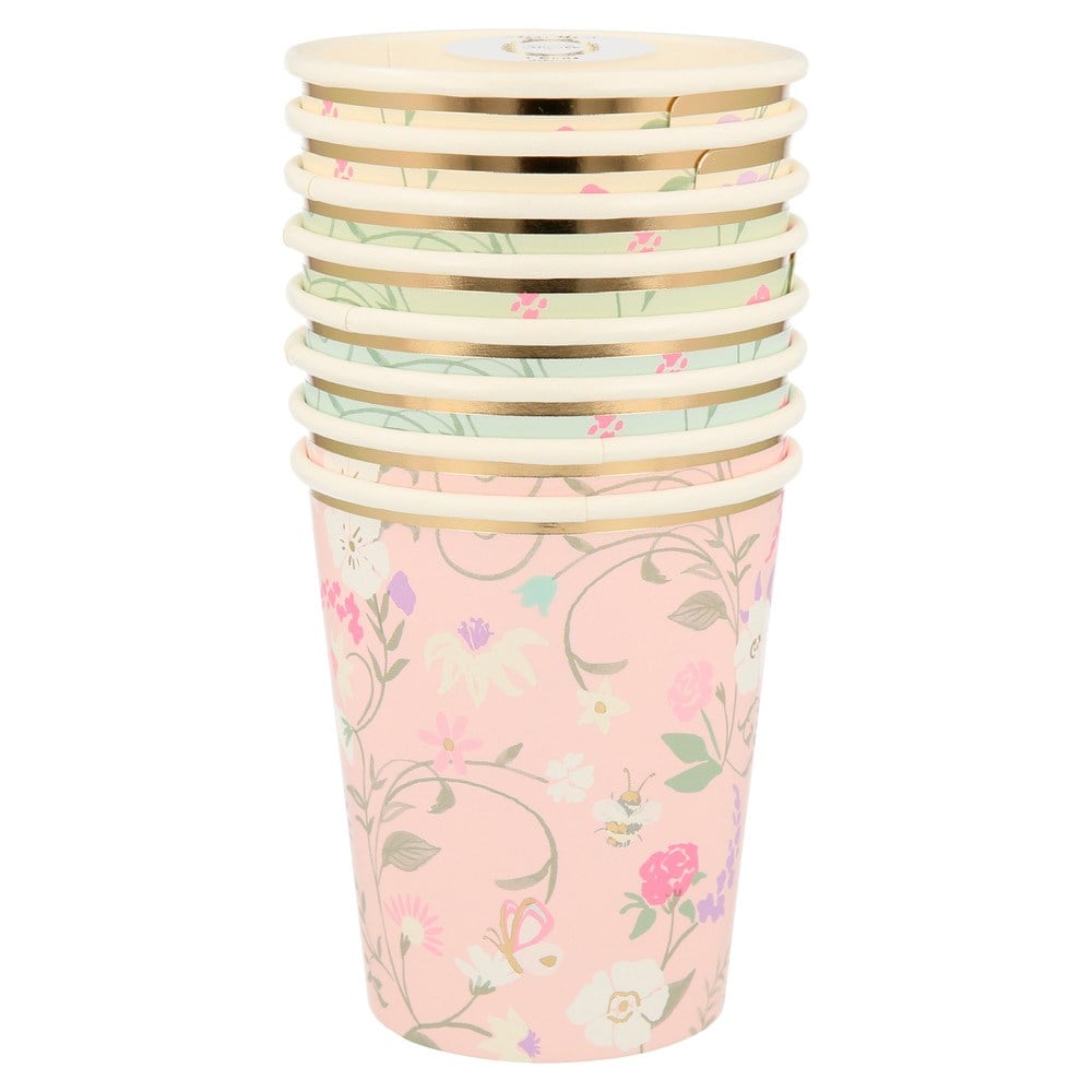 Meri Meri - Ladurée Paris Floral Cups - Ladurée Paris Çiçekli Bardaklar - 8'li Bardaklar