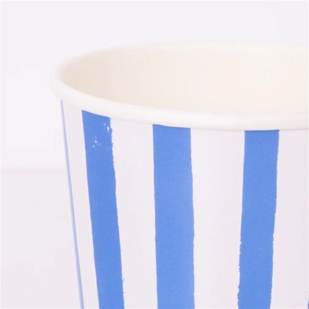 Meri Meri - Mixed Stripe Cups - Çizgili Renkli Bardaklar - 8li Bardaklar