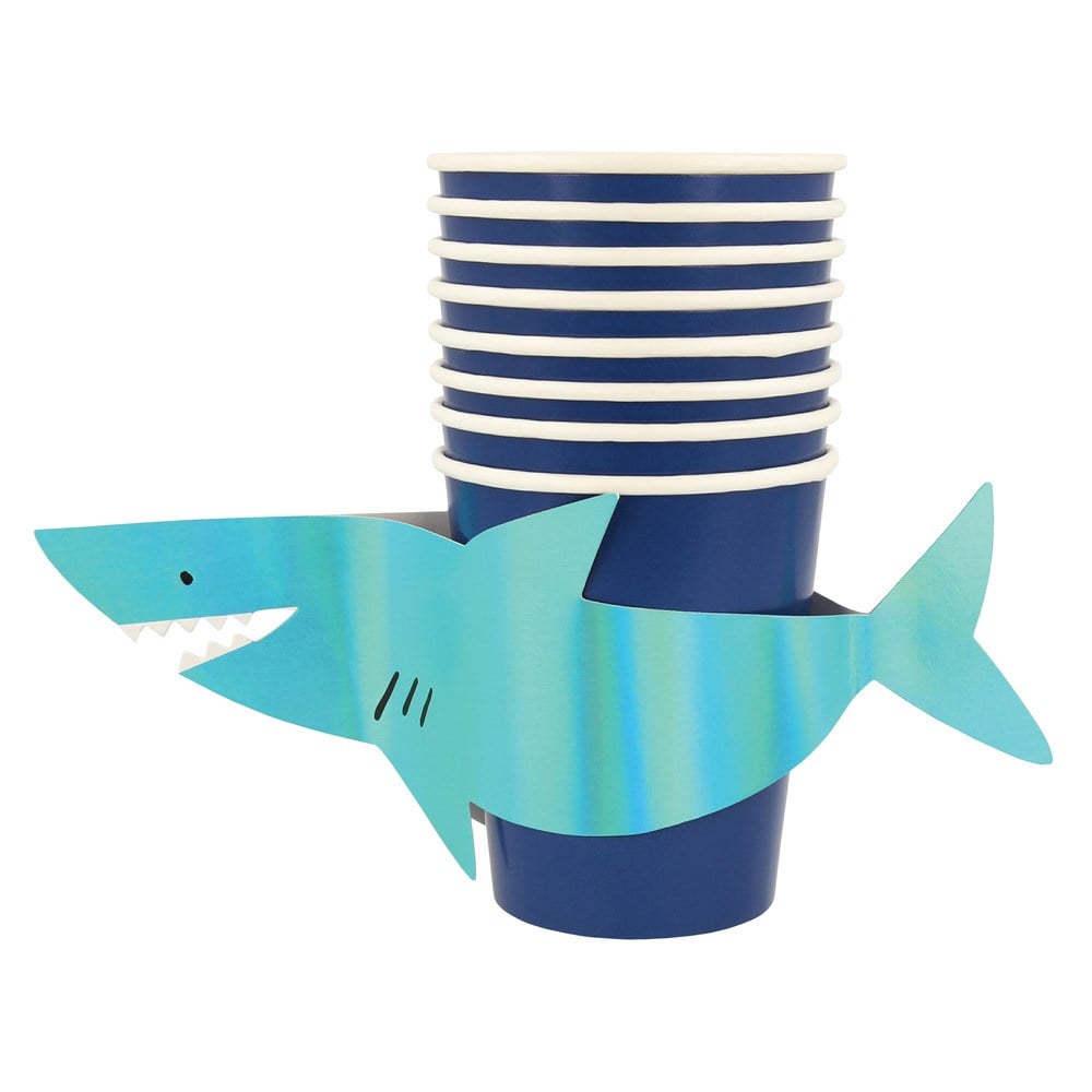 Meri Meri - Shark Cups - Köpekbalığı Bardaklar - 8'li Bardaklar