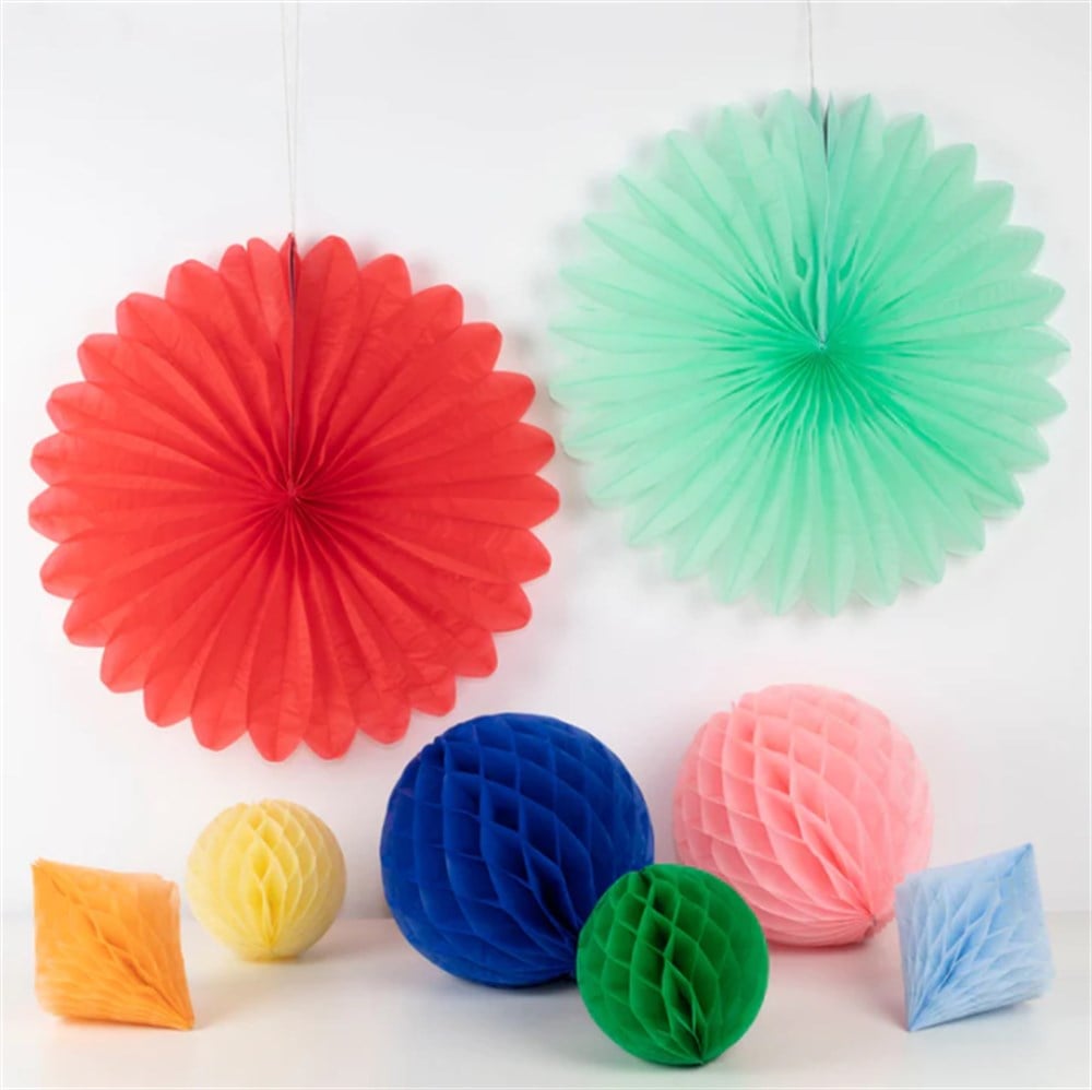 Meri Meri - Rainbow Honeycomb Decoration Kit - Gökkuşağı Petekli Dekor Kiti - 16 parça Çarklar & Küreler