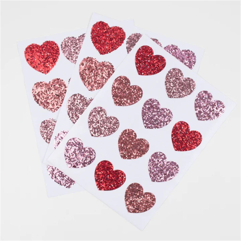 Meri Meri - Glitter Heart Stickers - Parıltılı Kalp Çıkartmalar Çıkartmalar
