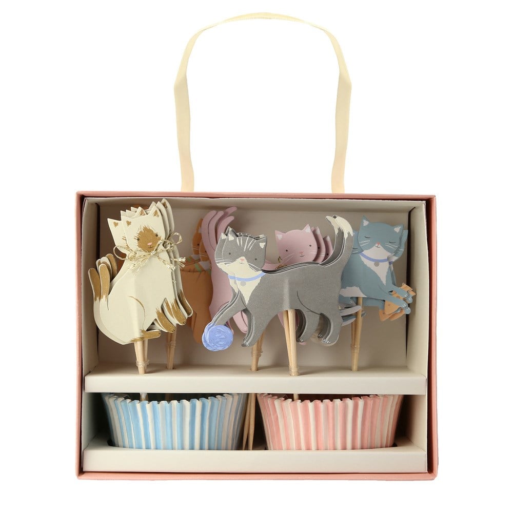 Meri Meri - Cute Kittens Cupcake Kit - Yavru Kedi Cupcake Kit - 24'lü Cupcake Setleri