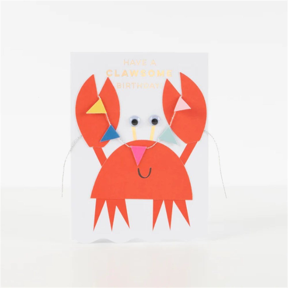 Meri Meri - Crab With Bunting Card - Yengeç Tebrik Kartı Doğum Günü