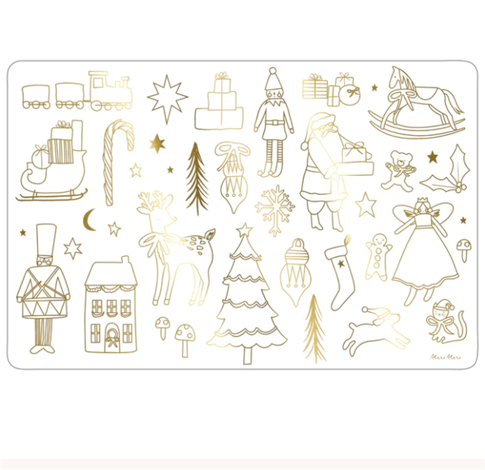 Meri Meri - Christmas Colouring Placemats - Yeni Yıl Boyanabilir Amerikan Servisi Gizden Gelenler