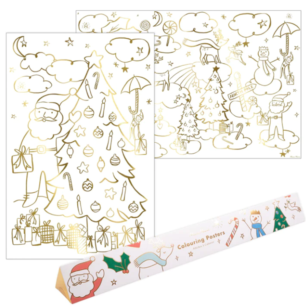 Meri Meri - Christmas Colouring Posters - Yeni Yıl Boyama Posterleri (2'li) Gizden Gelenler