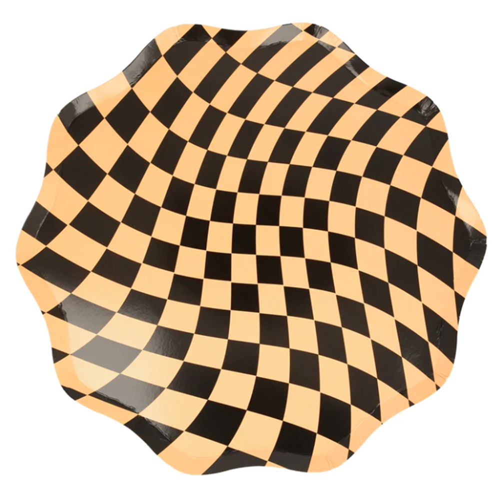 Meri Meri - Halloween Checker Dinner Plates - Cadılar Bayramı Damalı Tabaklar (8'li) Gizden Gelenler