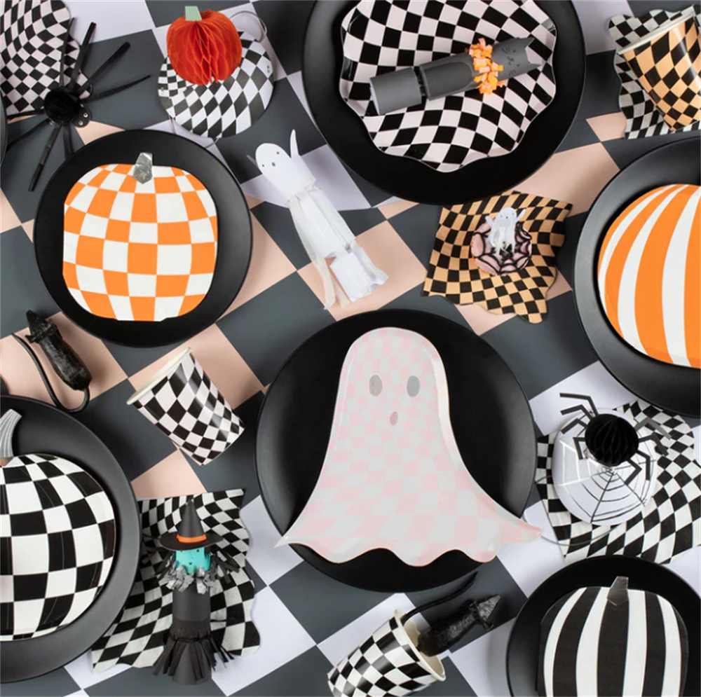 Meri Meri - Halloween Checker Large Napkins - Cadılar Bayramı Damalı Peçeteler (L) (16'lı) Gizden Gelenler