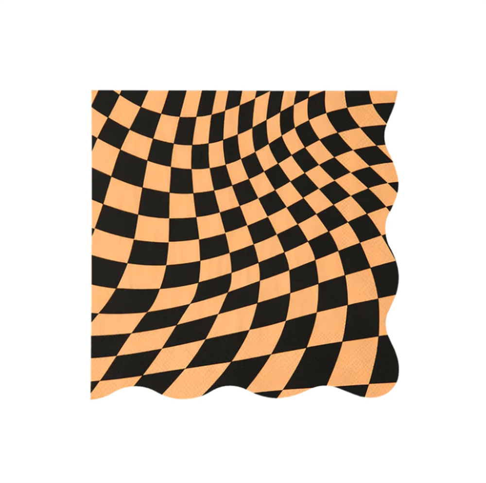 Meri Meri - Halloween Checker Large Napkins - Cadılar Bayramı Damalı Peçeteler (L) (16'lı) Gizden Gelenler