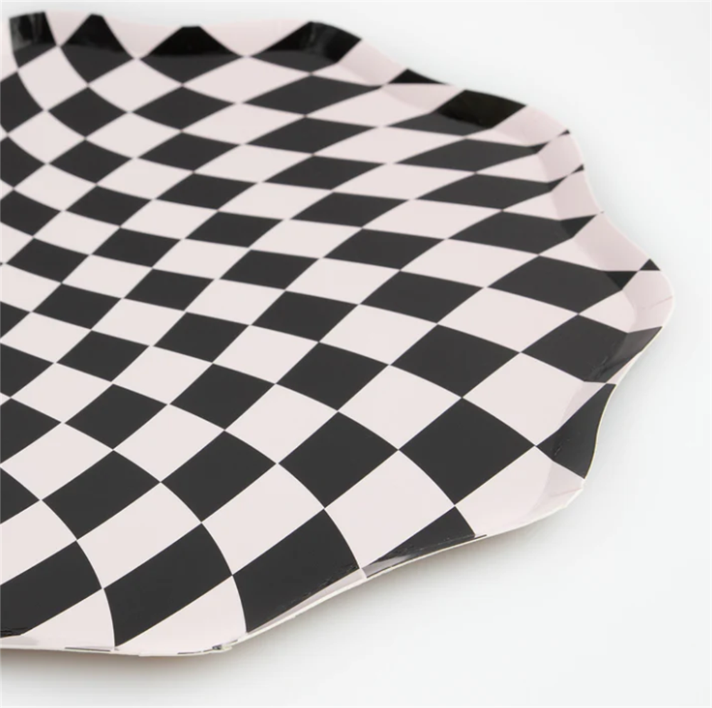 Meri Meri - Halloween Checker Dinner Plates - Cadılar Bayramı Damalı Tabaklar (8'li) Gizden Gelenler