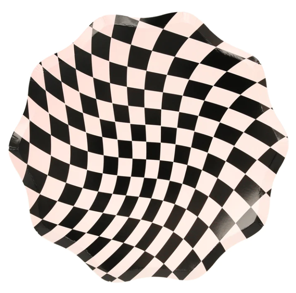 Meri Meri - Halloween Checker Dinner Plates - Cadılar Bayramı Damalı Tabaklar (8'li) Gizden Gelenler