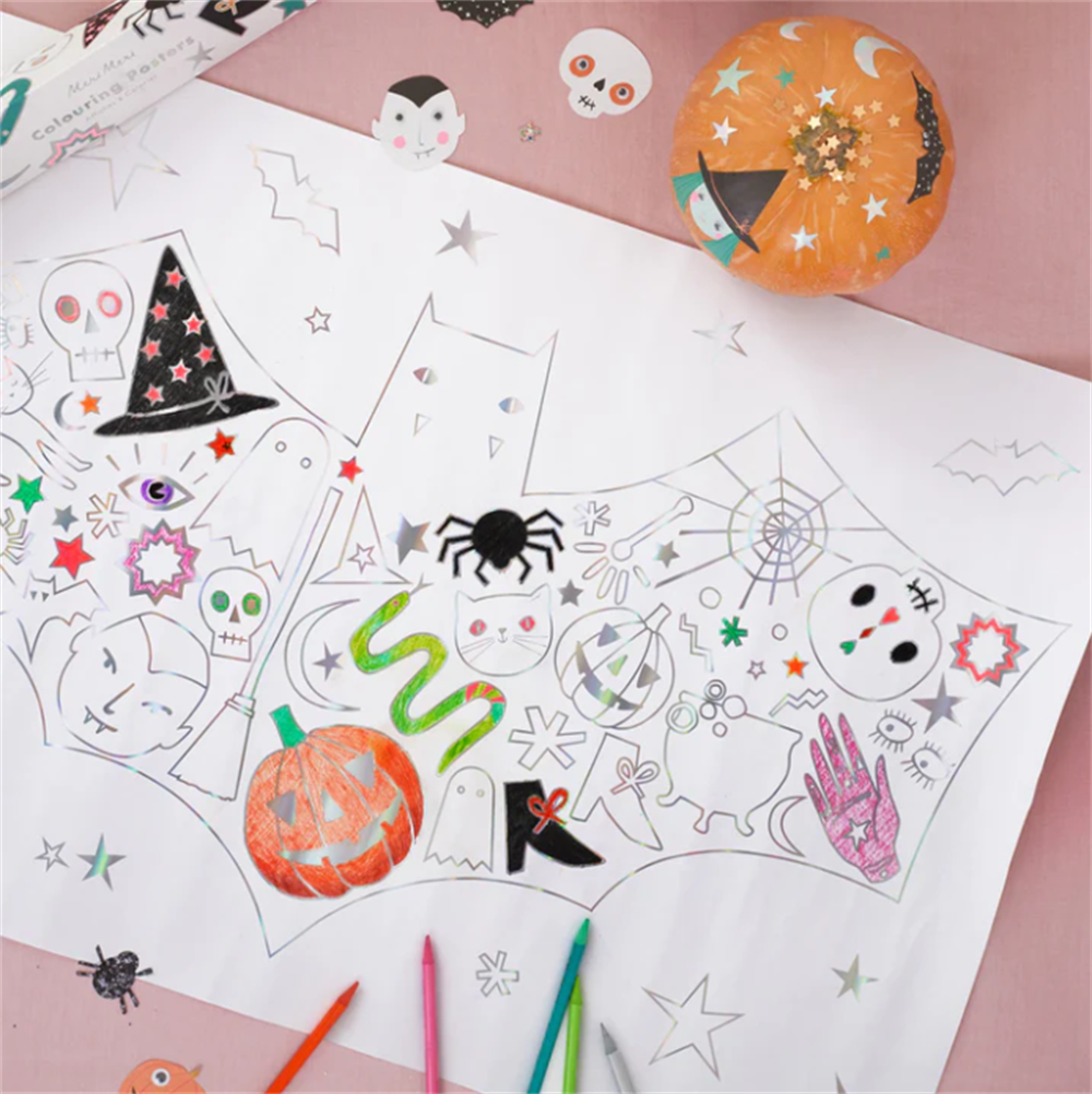 Meri Meri - Halloween Colouring Posters - Cadılar Bayramı Boyama Posterleri (2'li) Gizden Gelenler