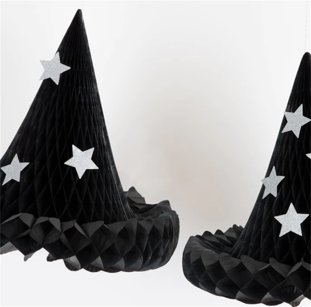 Meri Meri - Hanging Honeycomb Witch Hat Decorations - Cadı Şapka Dekorları (3'lü) Gizden Gelenler
