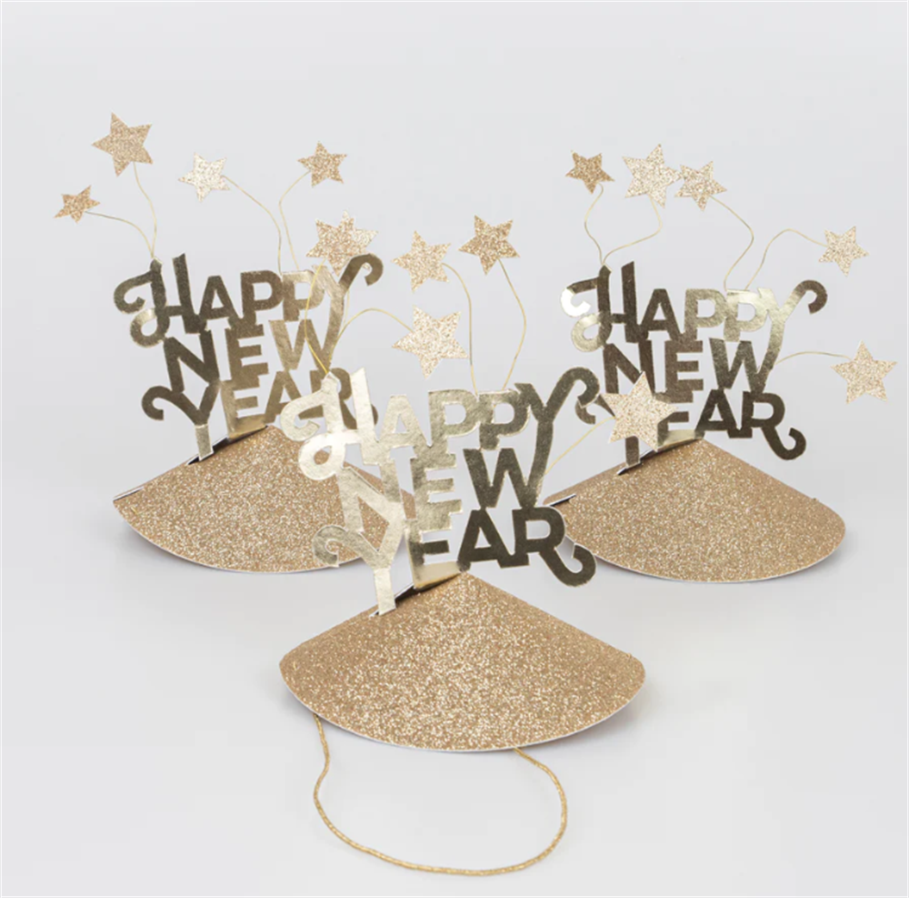 Meri Meri - Happy New Year Party Hats - Happy New Year Parti Şapkaları (6'lı) Gizden Gelenler