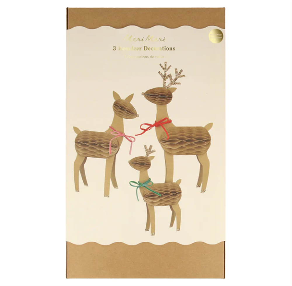 Meri Meri - Honeycomb Reindeer Family - Rengeyiği Ailesi Dekorlar (3'lü) Gizden Gelenler