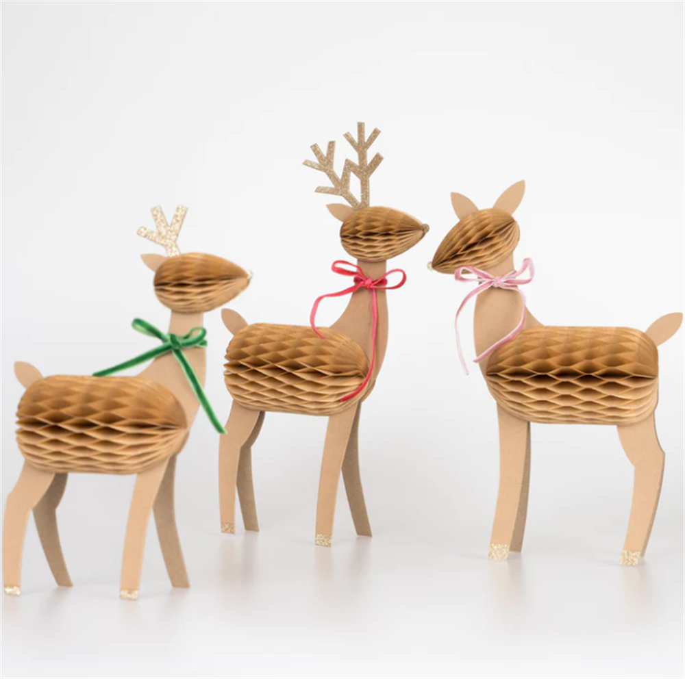 Meri Meri - Honeycomb Reindeer Family - Rengeyiği Ailesi Dekorlar (3'lü) Gizden Gelenler
