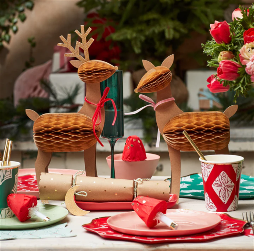 Meri Meri - Honeycomb Reindeer Family - Rengeyiği Ailesi Dekorlar (3'lü) Gizden Gelenler