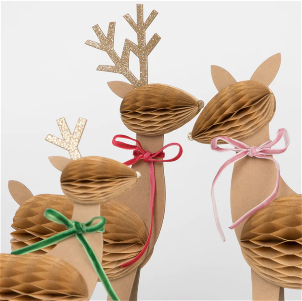 Meri Meri - Honeycomb Reindeer Family - Rengeyiği Ailesi Dekorlar (3'lü) Gizden Gelenler