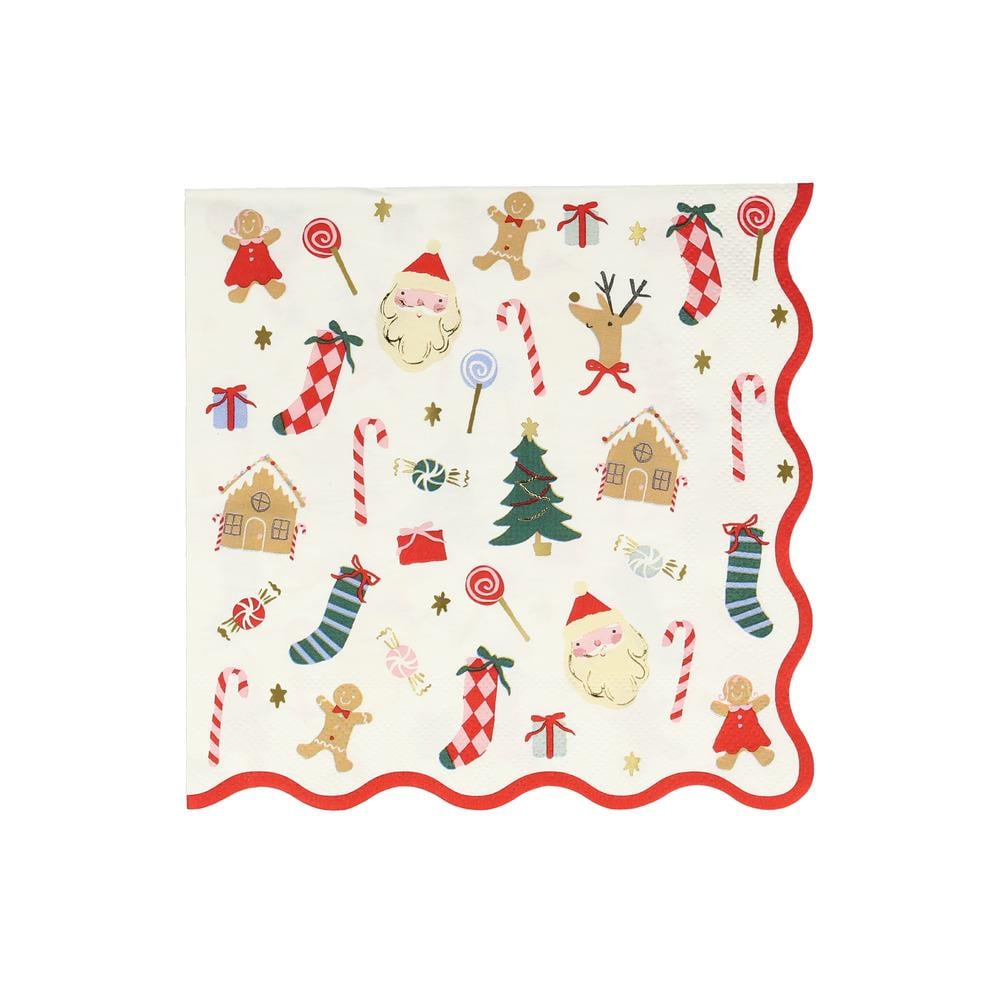Meri Meri - Jolly Christmas Large Napkins - Yeni Yıl Peçeteler (L) (16'lı) Gizden Gelenler